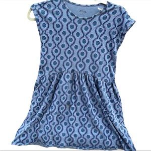 GARNET HILL Girl’s Size L (8-10) Green Cotton Dress Blue Printed Short Sleeve